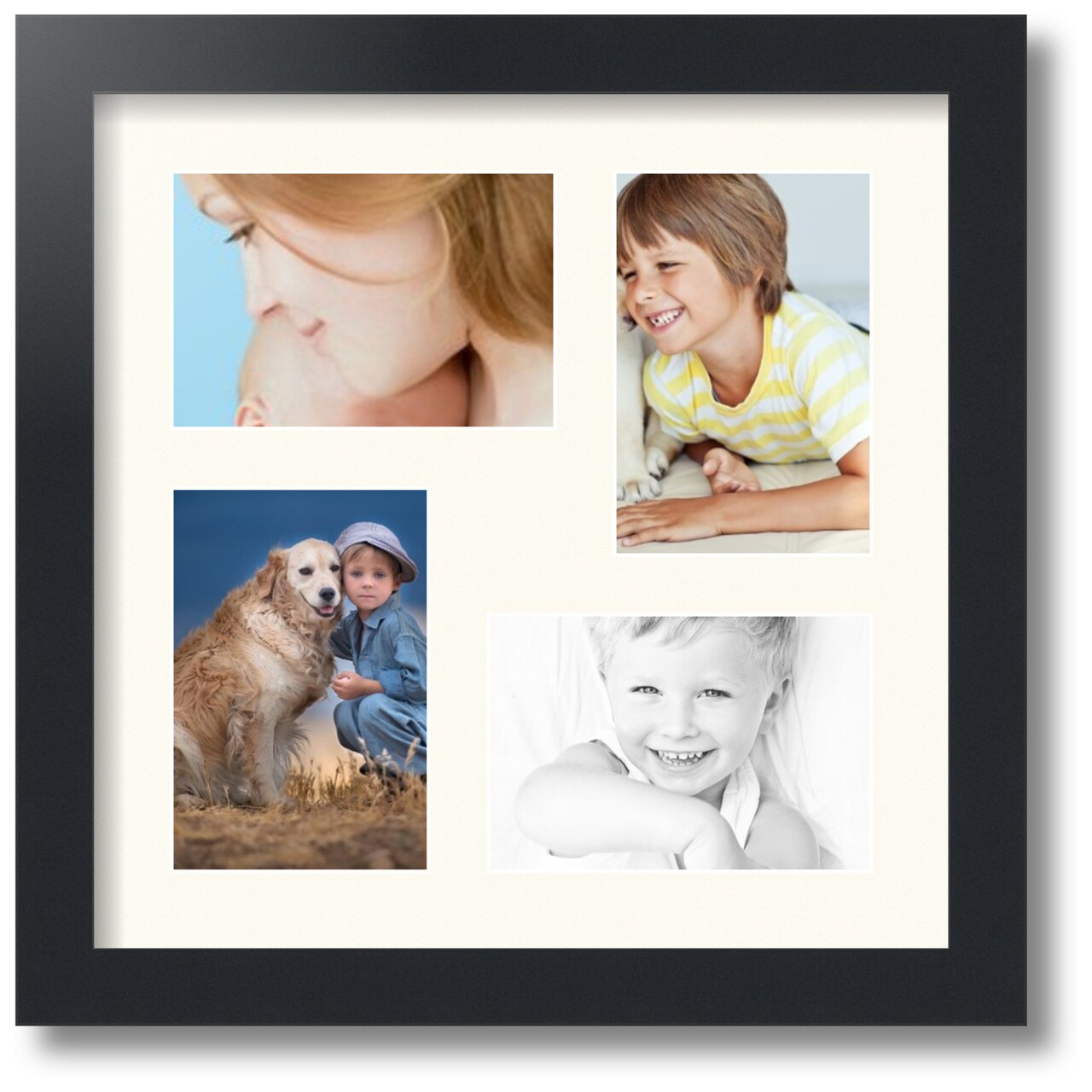 ArtToFrames Collage Photo Picture Frame with 4 - 4x6 inch Openings, Framed in Black with Over 62 Mat Color Options and Regular Glass (CSM-3926-178)